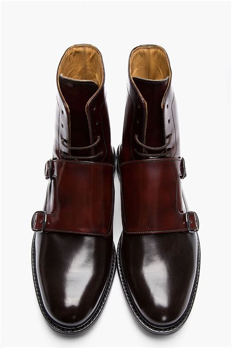 Lyst - Carven Mahogany Two_tone Monk Strap Boots in Brown for Men