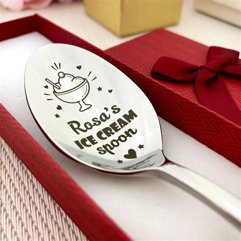 Flatware Silverware Custom Ice Cream Spoon Stainless Steel Engraved