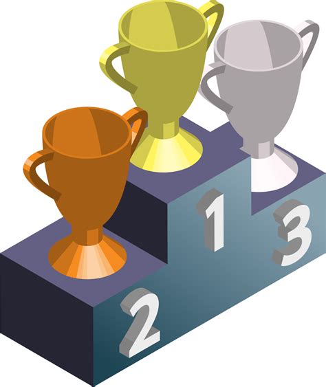 Awards Podium And Trophies Illustration In D Isometric Style Png