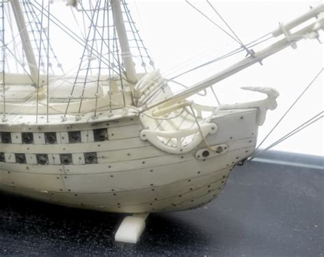 19c Ivory British Man O War Ship Model