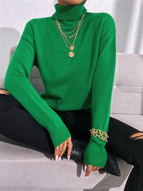 Shein Essnce Pullover Mit Rollkragen Drop Shoulder Aktuelle Trends