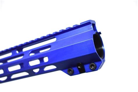 Ar15 15 Blue M Lok Free Float Handguard With Blue Charging Handle