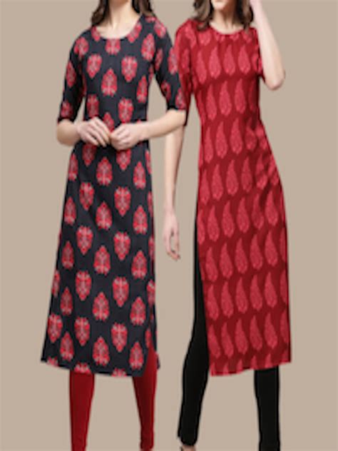 Buy Kalini Women Pack Of 2 Geometric Printed Crepe Kurta Kurtas For Women 19754336 Myntra