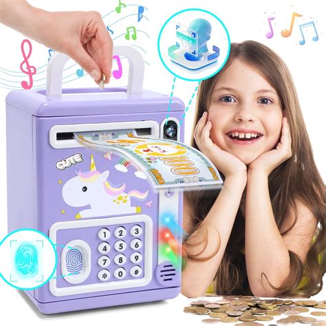 JoyStone Piggy Bank Toy, Mini ATM Savings Bank with Light, Sound