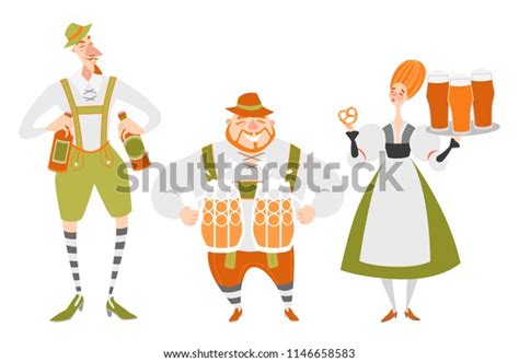 Oktoberfest Set Funny Cartoon Characters Bavarian Stock Vector (Royalty Free) 1146658583 ...