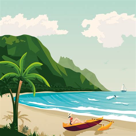 Hawaii Polynesia Island Usa Travel Poster Illustration On Behance