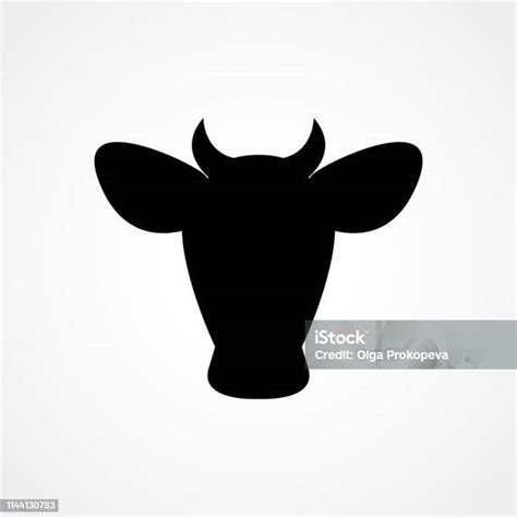 Cow Head Icon Cow Head Silhouette Farm Animal Sign Vector Illustration