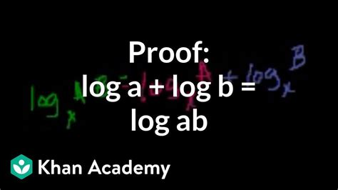 Proof Log A Log B Log Ab Logarithms Algebra II Khan Academy