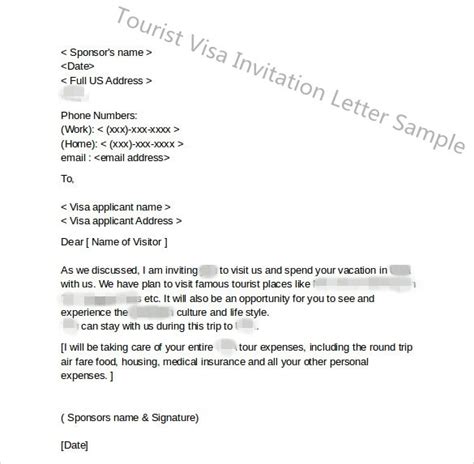 Sample Of Invitation Letter For Tourist Visa Database Letter Template Collection