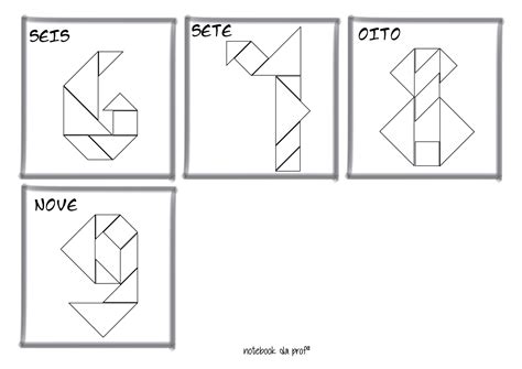 Números De 6 A 9 Com Tangram Para Imprimir Sem Cor Educação E Transformação