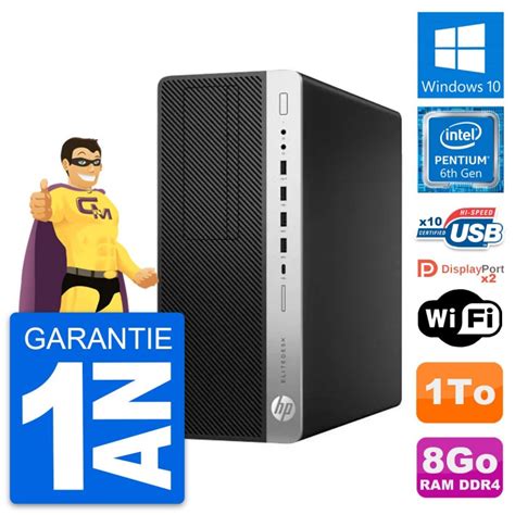 PC Tour HP EliteDesk 800 G3 Intel G4400 RAM 8Go Disque Dur 1To Windows