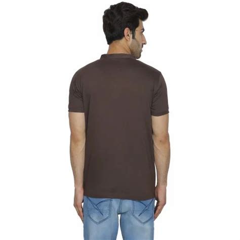 Plain Coffee Brown Cotton Henley Neck Half Sleeve T Shirt At Rs 200 In