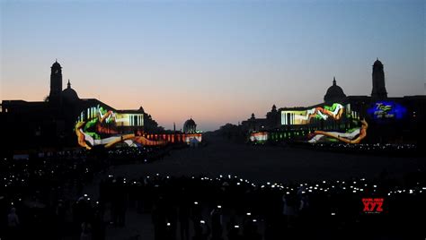 New Delhi:Illuminated Raisina hills during the full dress rehearsal for ...