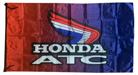 Honda Atc Landscape Blue And Red Flag Banner 5 X 3 Ft 150 X 90 Cm