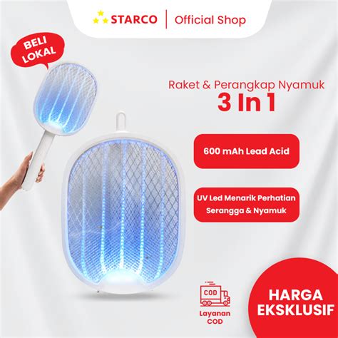 Jual Starco Raket Nyamuk Led Light Rechargeable Rn Shopee Indonesia