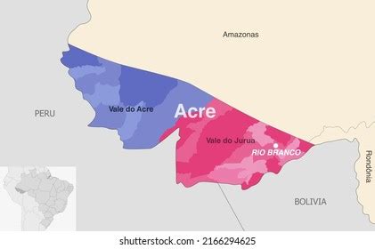 Brazil State Acre Administrative Map Showing Stock Vector (Royalty Free ...