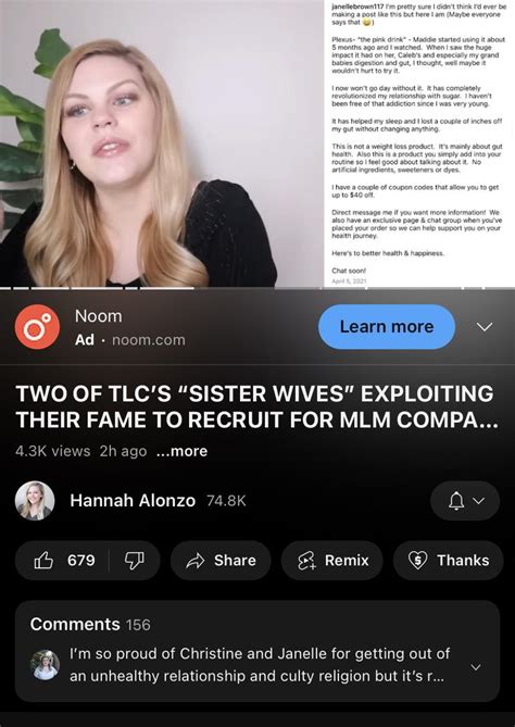 Youtuber Made Vid About Christine And Janelles Mlm Rsisterwives