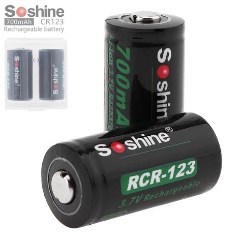 2pc Set Soshine 3 7v 16340 700mah Lithium Rechargeable Battery Rcr123