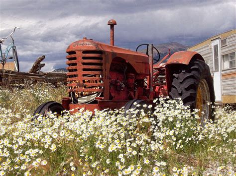 Free Images Landscape Track Tractor Field Farm Vintage