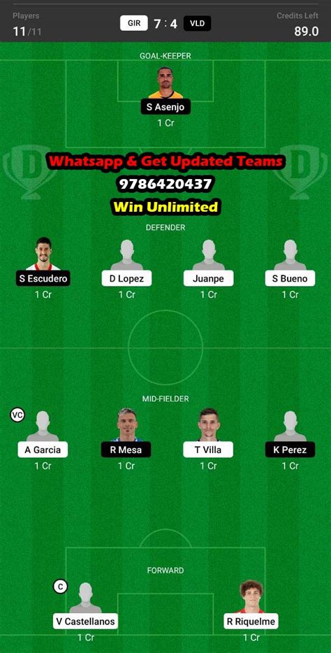 Gir Vs Vld Dream Team Fantasy Prediction La Liga