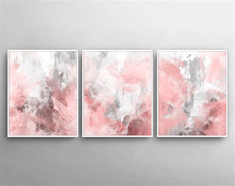 Blush Pink Decor, Blush Pink Wall Art, 3 Poster Set, Bedroom Poster Set, 3 Canvas Set, Printable ...