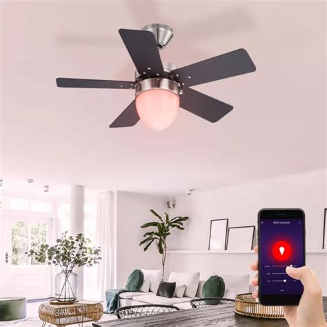 VENTILATEUR DE PLAFOND Smart Luminaires Plafond RGB LED Dimmable Alexa