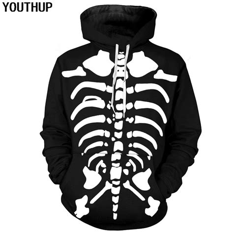 Youthup Skeleton 3d Hoodies Men Hooded Sweatshirts Men Cartoon Skull