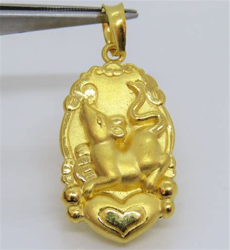 24k 9999 Pure Gold Zodiac Rat Pendant Etsy