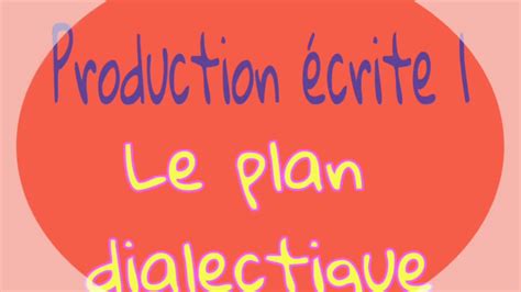 Production écrite Le Plan Dialectique 1ère Année Du Bac Youtube