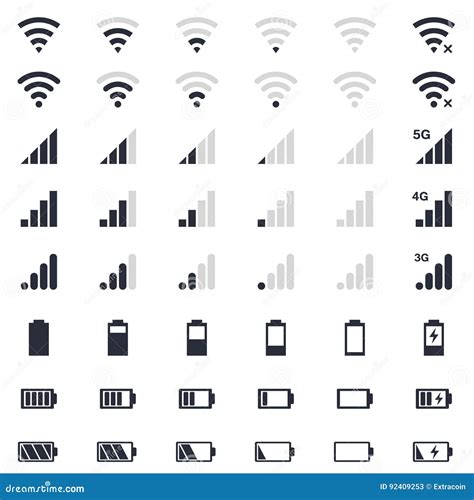 Mobile Interace Icons Battery Charge Wi Fi Signal Mobile Signal