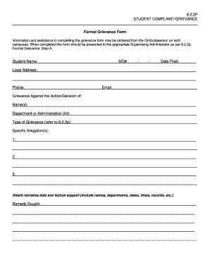 Grievance Form Fill And Sign Printable Template Online