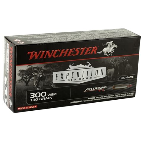 Winchester Accubond 300 Wsm Ammo 180 Grain Nosler Polymer Tip Boat Tail