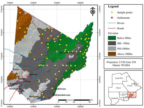 Location Map For Kgatleng District Botswana Map On The Bottom Right