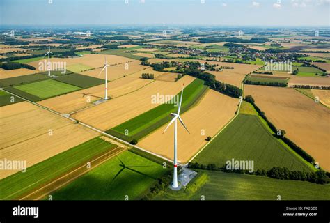 Aerial View Farmland Agriculture Alternative Energy Wind Energy