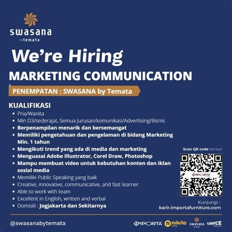 Lowongan Kerja Marketing Communication Marcomm Di Swasana By Temata