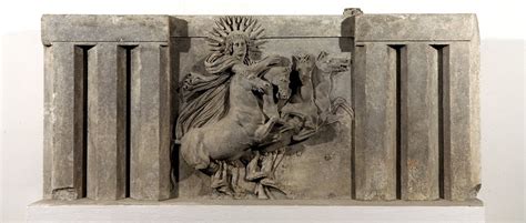 Metope relief of the sun god Helios from the temple of Athena in Troy, after 300 B.C. Greek ...