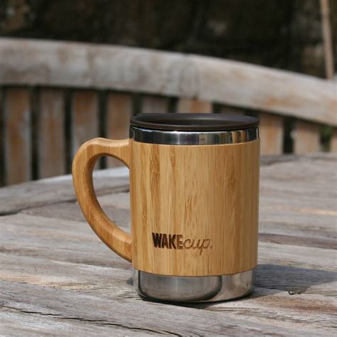 Personalised Reusable Sustainable Bamboo Mug With Lid By Global Wakecup