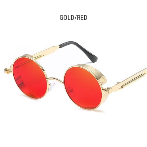 Runde Steampunk Sonnenbrille M Nner Retro Rot Stea Grandado