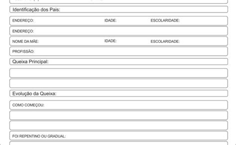 Ficha De Anamnese Word Para Editar Otosection