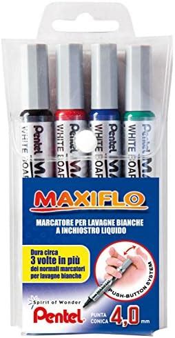 Pentel Maxiflo Pochette Marqueurs Tableau Blanc Pointe Conique