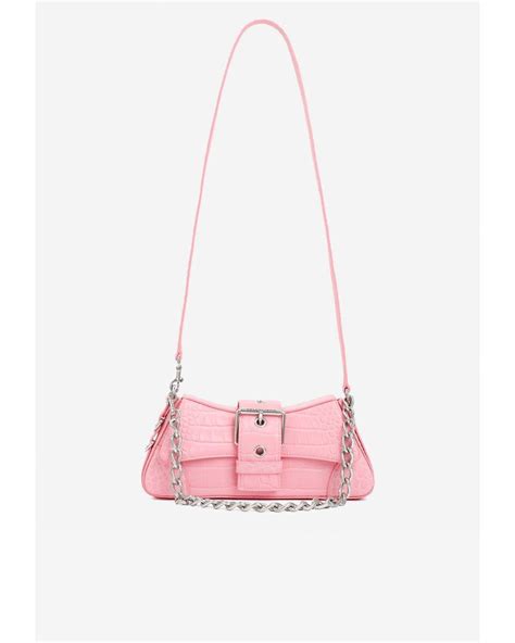 Balenciaga Lindsay Bag In Croc Embossed Leather In Pink Lyst Uk