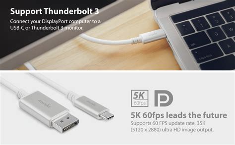 Moshi USB C To DisplayPort Cable 1 5m 5ft Support 5K 60 Hz 4K HDR