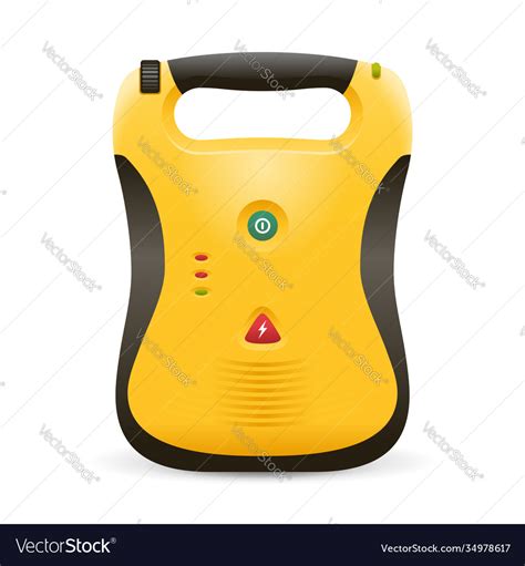 Automated External Defibrillator In Yellow Color Vector Image