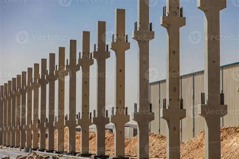 Precast concrete columns on construction site 18902587 Stock Photo at ...