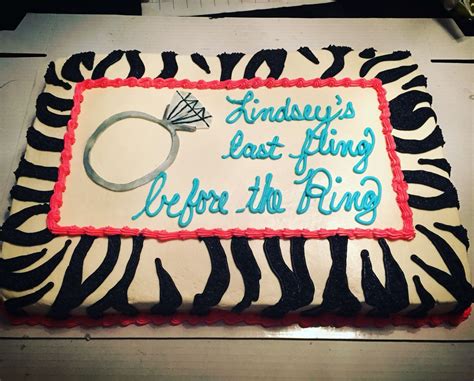 Bachelorette Cake With Zebra Pattern Diamond Ring Last Fling Before