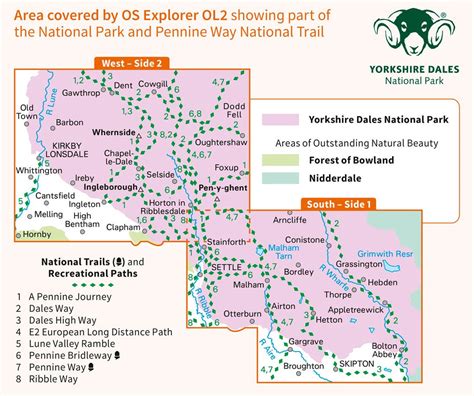 Yorkshire 3 Peaks Map, Yorkshire Dales Map, OS Explorer OL2 Yorkshire