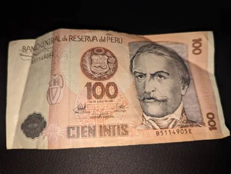 100 PERUVIAN CIEN Intis Banknote Banco Central De Reserva Del Peru 1987