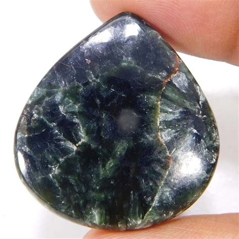 Natural Untreated Green Seraphinite Pear Cabochon Cts Loose