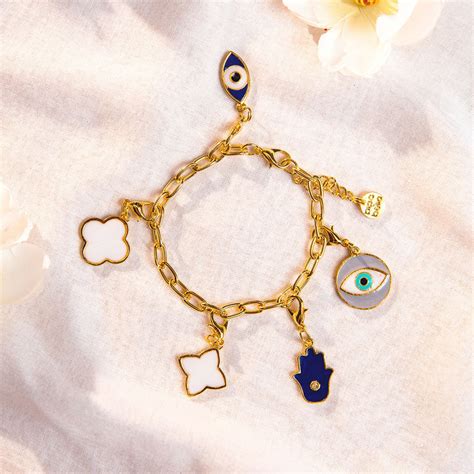 Pipa Bella By Nykaa Fashion Enamel Evil Eye Charm Link Bracelet Buy