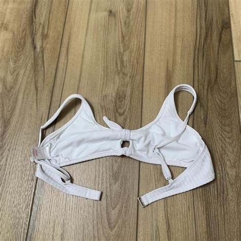 White Bikini Top Adjustable Straps Front Knot Minor Depop